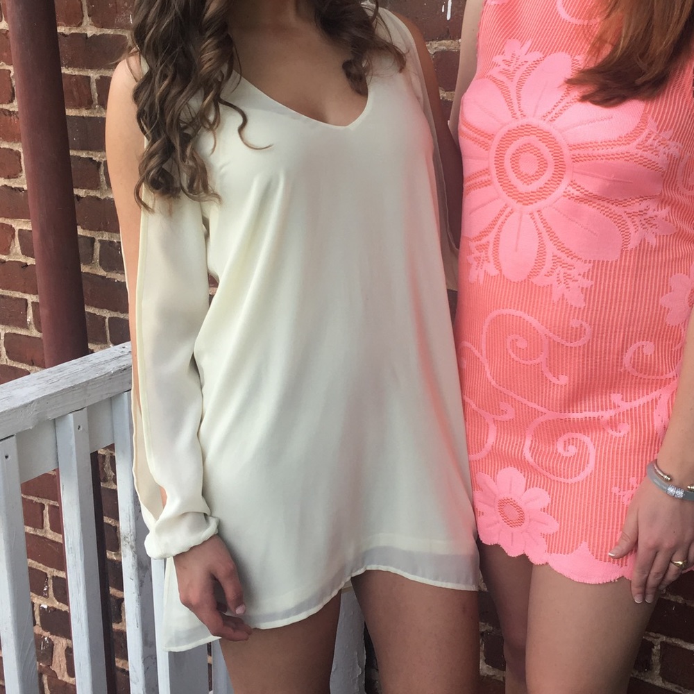 Off white shift dress with arm slits